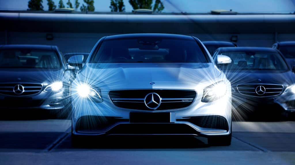 A sleek Mercedes-Benz E-Class parked elegantly, showcasing its luxurious design and sophisticated features.
